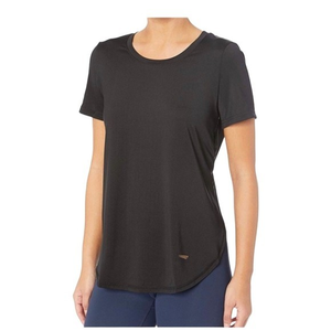 Copper Fit Womens Black Short Sleeve‎ Jersey Knit Layered Tee Size Small New